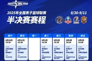 2025年NBL半决赛赛程出炉！最迟将于9月11日决出总决赛两队